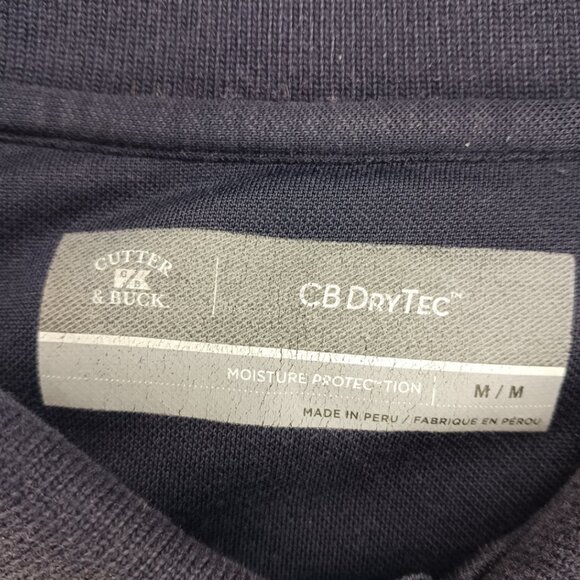 Cutter & Buck Mens Medium Golf Polo TPC Sawgrass Dark Blue Striped Short Sleeve - Picture 5 of 10